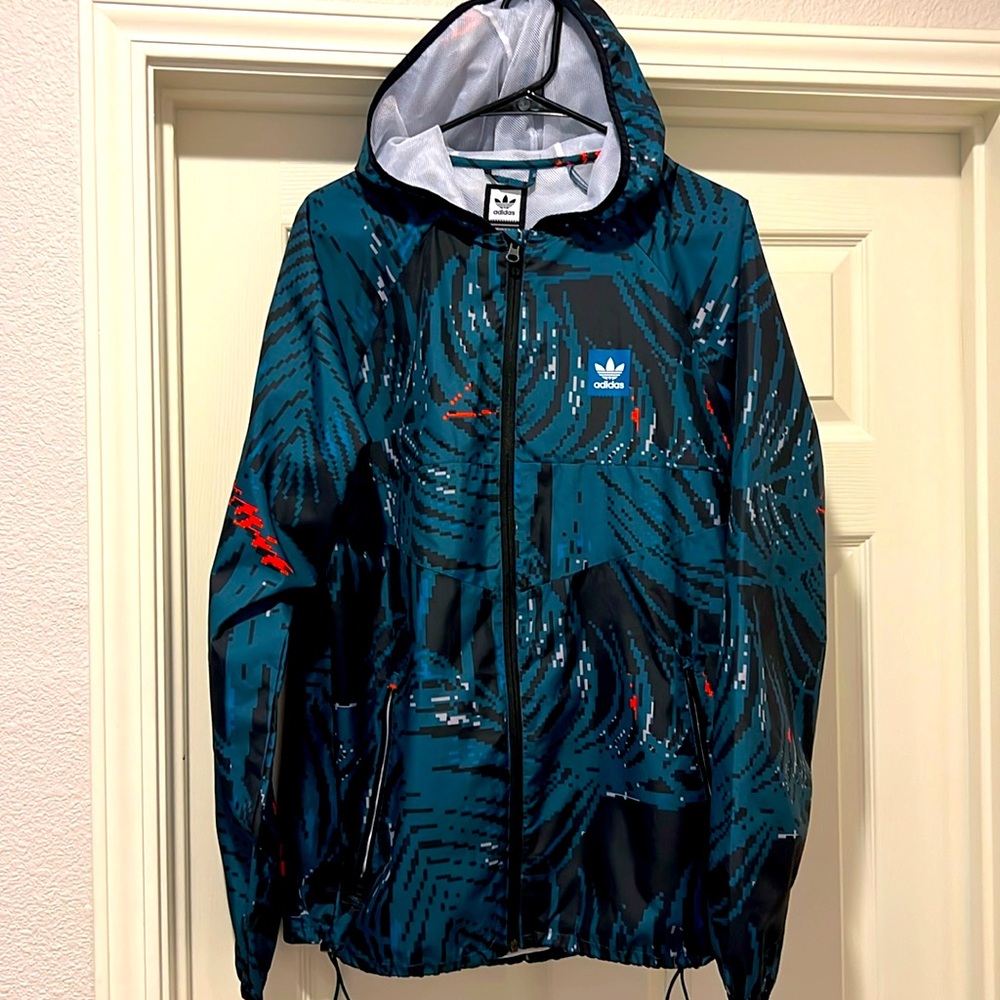Adidas: Men’s Teal Zip-Up Windbreaker (Medium)